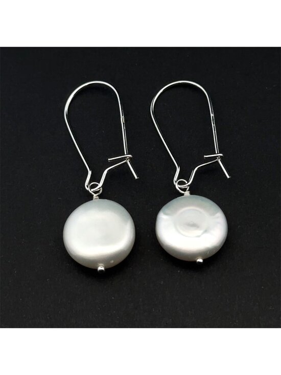 RAFANTHIA Jewelry - 925 Sterling Silver Earrings Kidney EarWire Freshwater Coin Interchangeable Modu